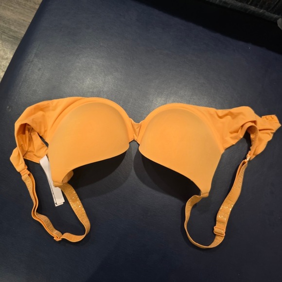 Victoria's Secret Other - Victoria's Secret T-Shirt Push-Up Bra Orange Full Coverage Logo Straps 34C